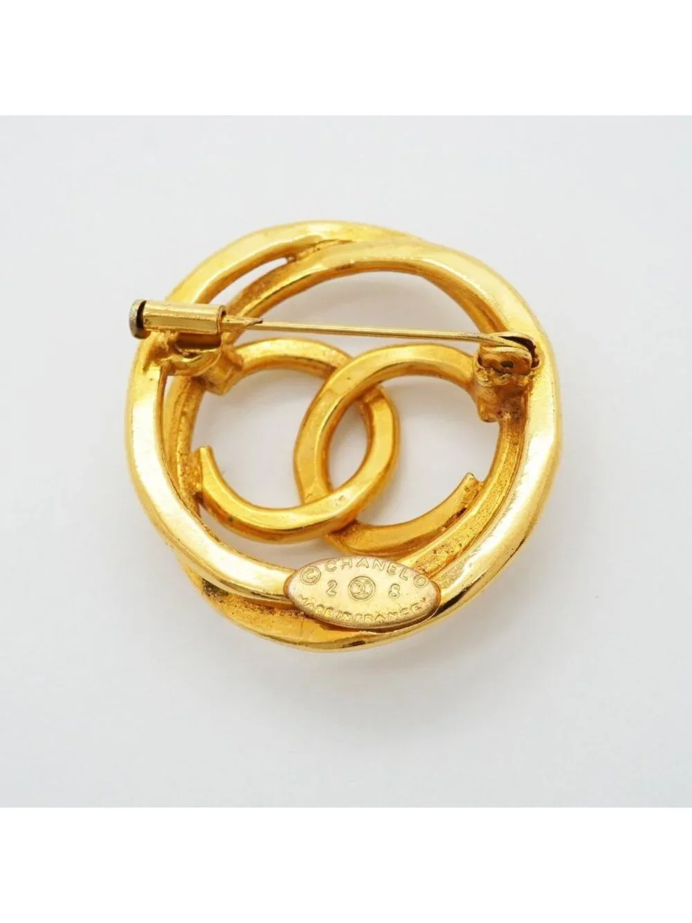 Chanel Brooch Vintage CC Logo Gold Plated